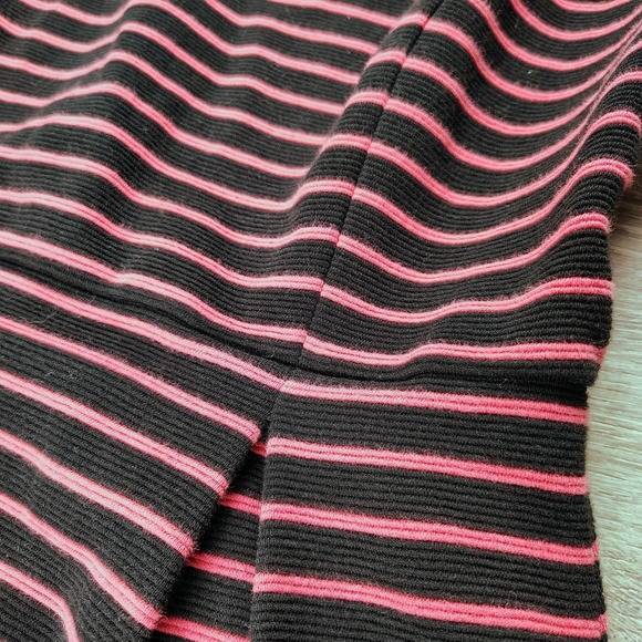 Talbots Women's Size 2 Pink Black Striped Pleated Dress Zip Stretch Short Sleeve - Picture 6 of 9